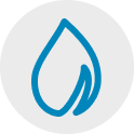 A Simple Blue Outline Of A Droplet Shape On A Light Gray Circular Background.